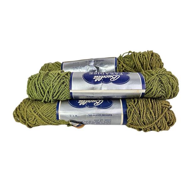 Bucilla Paradise Knitting Yarn Lot of 5 Skeins Olive Green 449 Acetate Nylon Vtg - Picture 3 of 6
